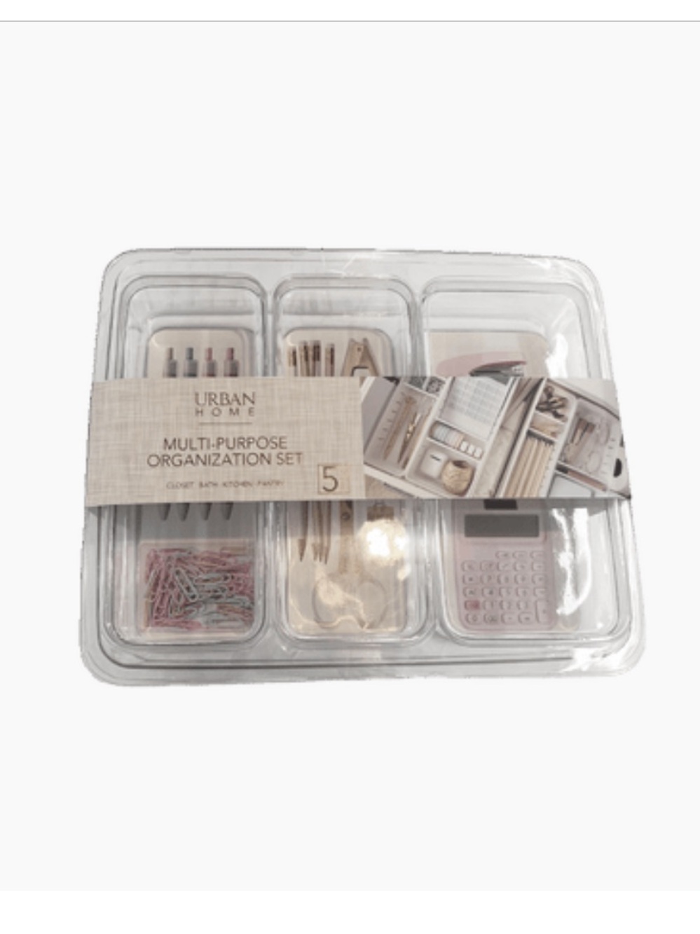 Urban Home Multi-Purpose Organizer Set - Clear with Pastel Accents